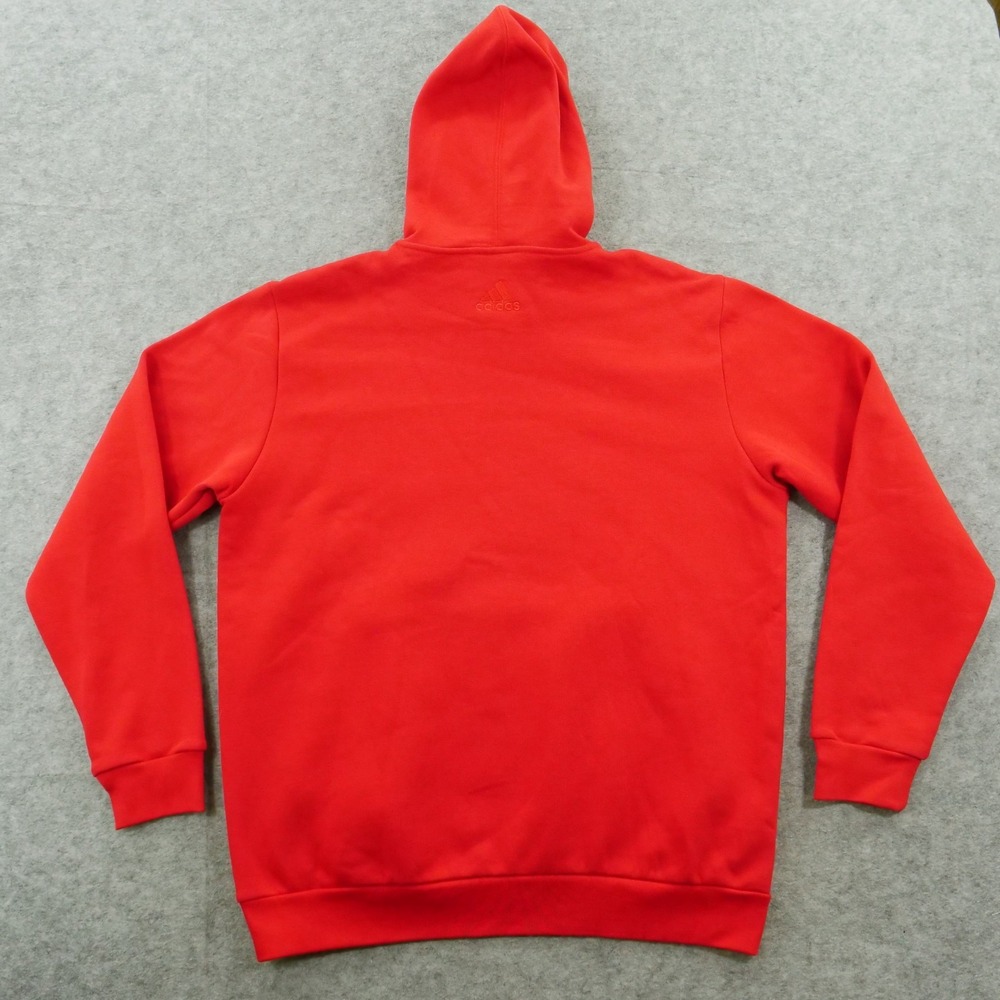 Adidas Sweater Hoodie Mens Large Red Essentials Fleece Hooded Logo New - Picture 2 of 11